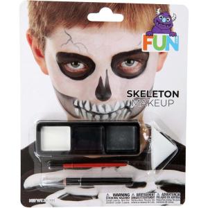 Fun Costumes Skeleton Makeup Kit – Non-Toxic, Easy to Wash, Includes Tray, Sponge, Pencil, Brush