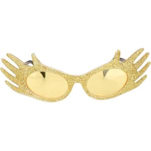 Glitter and Gold Hands Glasses – Fun Novelty Glasses with Glitter Details for Disco and Party