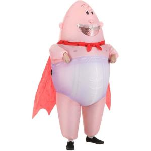 Inflatable Captain Underpants Adult Halloween Costume, Hilarious Bald Superhero, Cape and Underwear