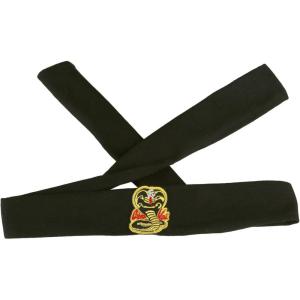 Karate Kid Cobra Kai Headband For Adults | Cotton, Polyester, And Rayon Fabric, Snake Patch On Front, Self-Tie