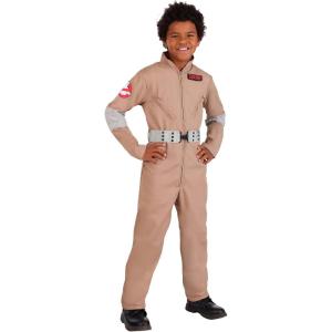 Kid’s Ghostbusters Uniform Costume | Movie Character Jumpsuit with Name Patches and Belt for Halloween