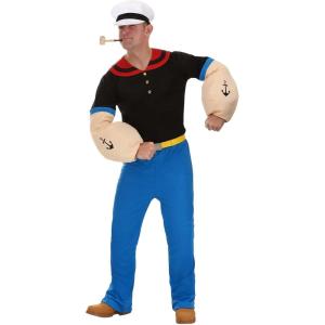 Mens Deluxe Popeye the Sailor Halloween Costume with Hat and Pipe| Authentic Adult Cartoon Character Outfit