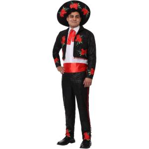 Men’s Mariachi Costume & Sombrero Hat, Spanish Music Costume for Cinco de Mayo, Halloween or Mexican Holidays