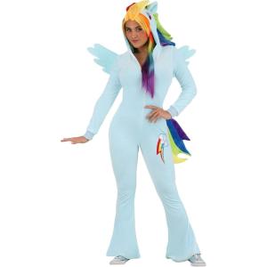My Little Pony Rainbow Dash Adult Costume Hooded Jumpsuit, Wings, Tail, Mane