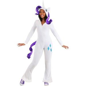 My Little Pony Rarity Costume for Adults – Hooded Jumpsuit with Stuffed Tail and Mane