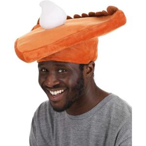 Pumpkin Pie Costume Hat for Adults – Velour Hat with Whipped Cream Dollop