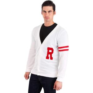 Step into 50s Coolness: Men’s Deluxe Grease Rydell High Letterman Sweater – Embrace Vintage Style with Authentic Charm!(White)