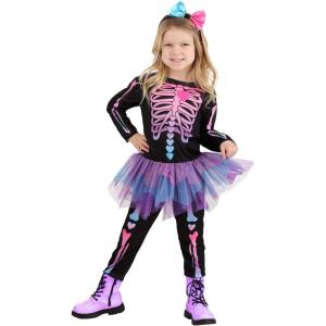 Toddler Sweet Skeleton Costume | Long-Sleeved Shirt, Pants, & Headband Outfit