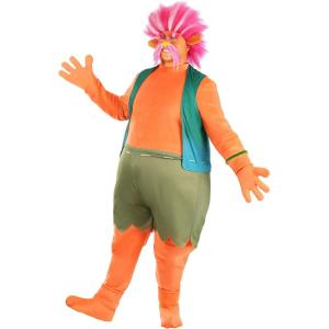 Trolls Plus Size King Peppy Costume for Adults, Halloween Outfit with Wig