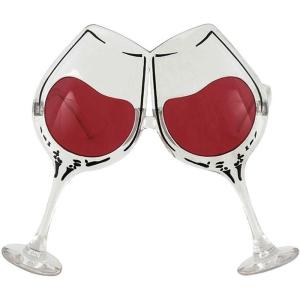 Wine Goblet Eyeglasses – Clear Novelty Glasses with Pink Goblet Lenses