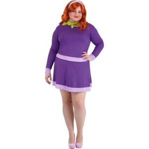 Women’s Plus Size Scooby Doo Daphne Costume for Adults – Officially Licensed Daphne Dress, Scarf, and Headband(Costume)