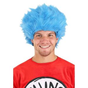 elope Dr. Seuss Thing 1 & Thing 2 Blue Fuzzy Costume Wig Standard(Standard)