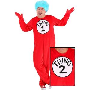 elope Dr. Seuss Thing 1 & Thing 2 Deluxe Costume Adult Plus Size – 1X – Red(1X)