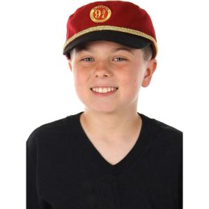 elope Harry Potter Hogwarts Express Cadet Cap – Platform 9 3/4 Hat with Embroidered Patch, Officially Licensed(Red)
