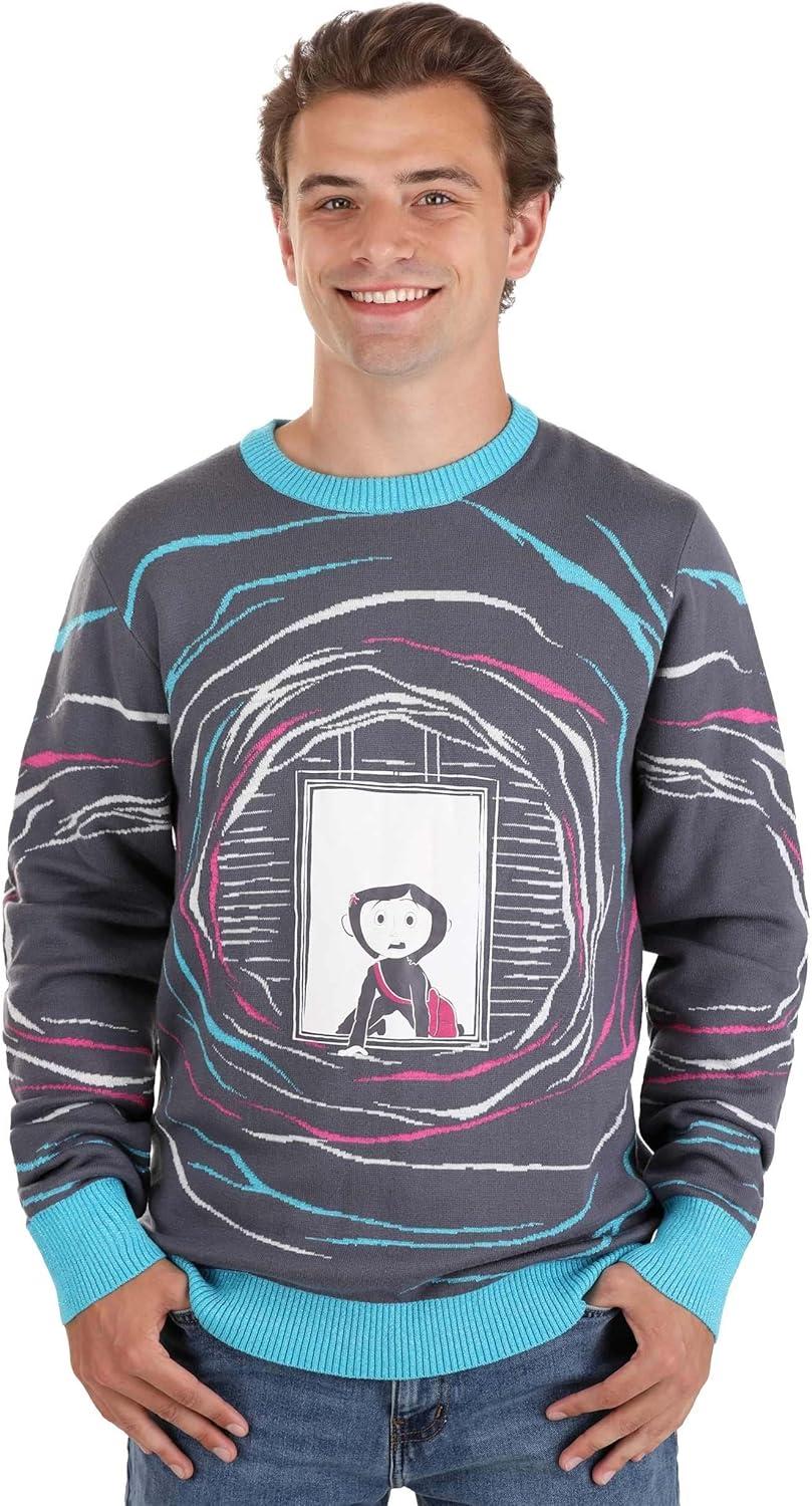 imageCoraline Secret Door Ugly Sweater Costume Soft ampamp Warm Long Sleeve Crewneck Sweatshirt Coraline Apparel CosplayMulticolor
