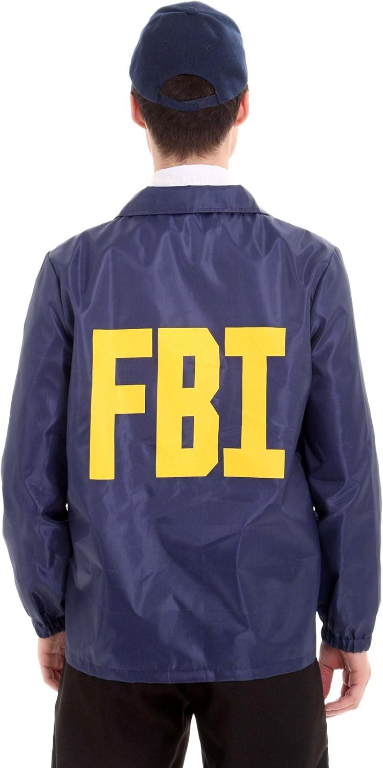 imageFun Costumes Mens FBI Agent Costume Federal Beaureau Of Investigation Halloween Outfit Windbreaker Officer Jacket And HatCostume
