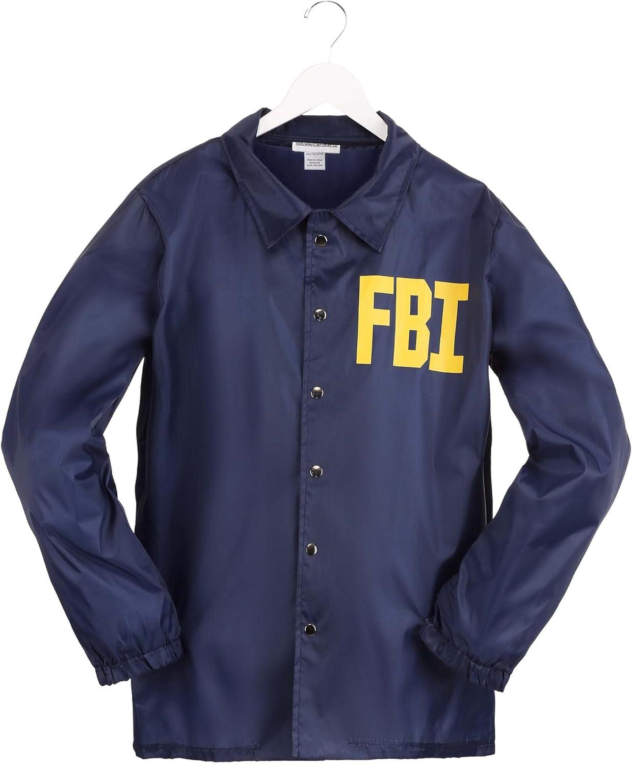 imageFun Costumes Mens FBI Agent Costume Federal Beaureau Of Investigation Halloween Outfit Windbreaker Officer Jacket And HatCostume