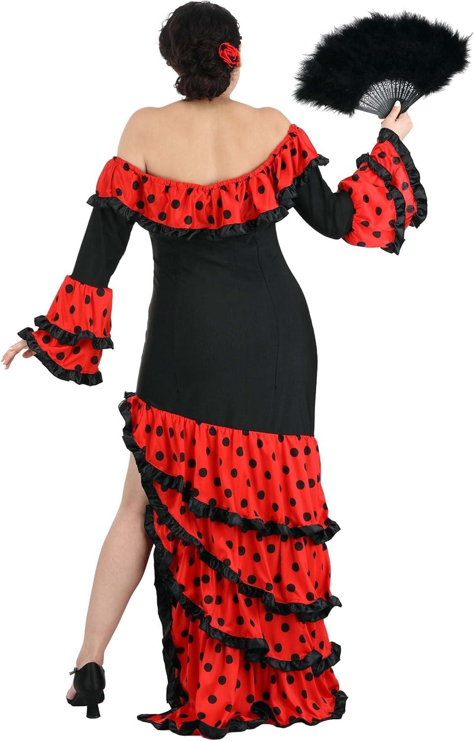 imageFun Costumes Womens Spanish Senorita Costume Red and Black Spanish Dancer Dress Spain Celebration Dress Halloween OutfitSpain Celebration Dress Halloween Outfit