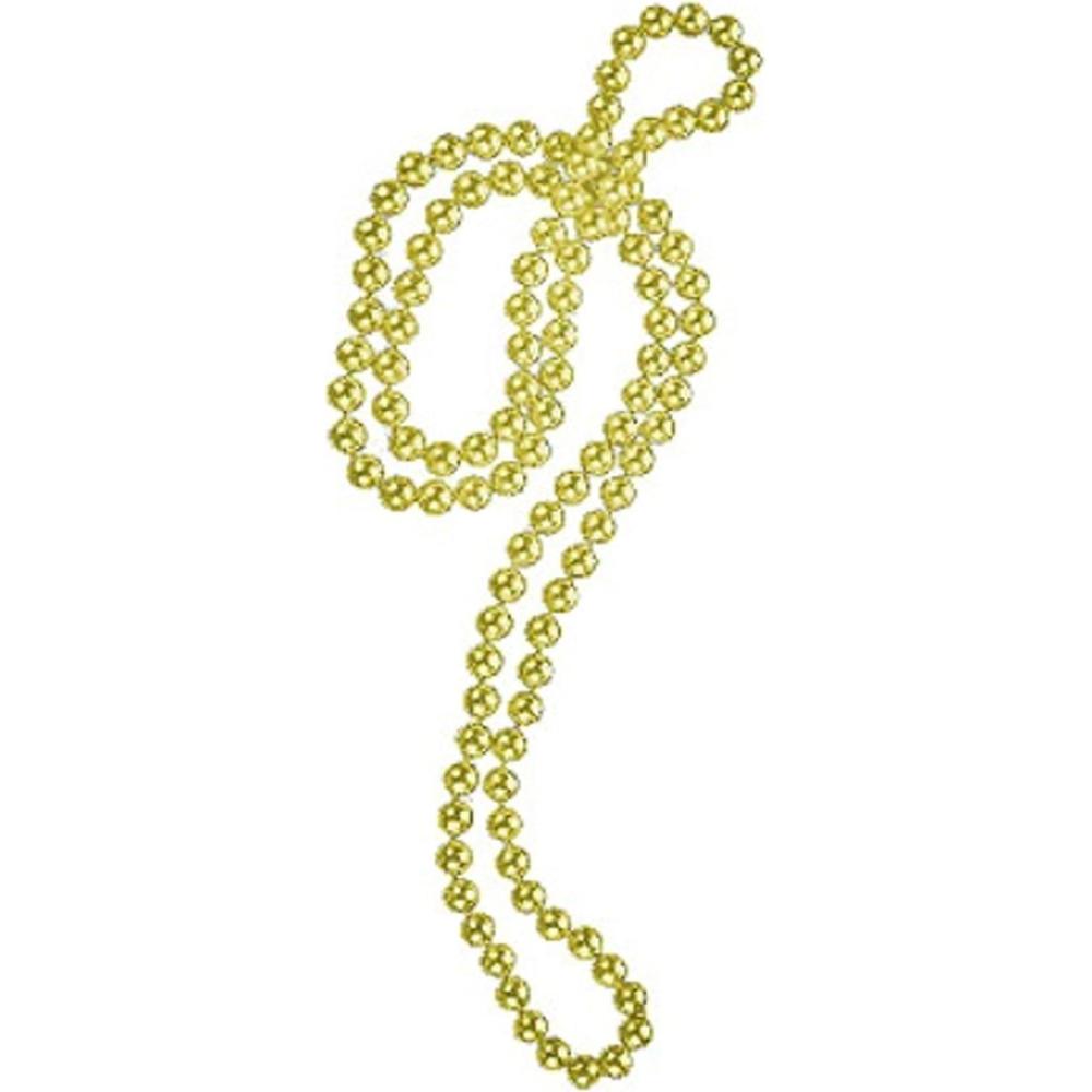 imageClassic Gold Bead Necklace  60Inch Beaded Glam Flapper Jewelry Plastic Mardi Gra Accessories  ST