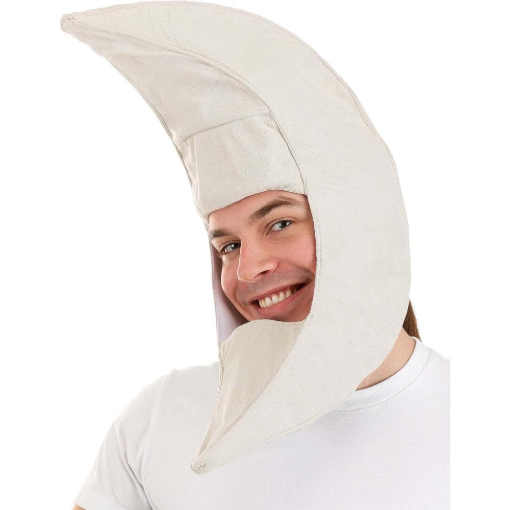 imageMoon Costume Hat for Adults  Faux Suede Crescent Shape with Inner Hood for Fit