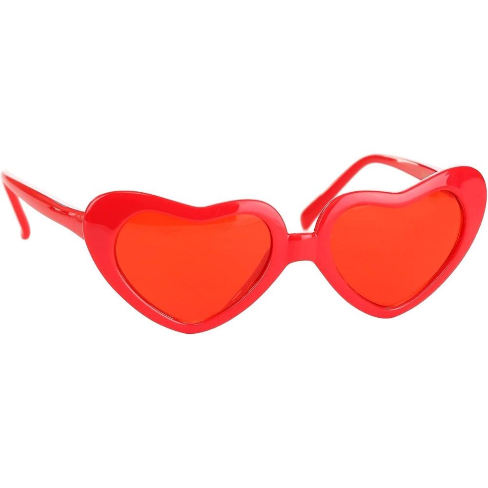 imageelope Sweetheart Costume Glasses with Tinted Lenses Heart Shaped Frames Lightweight Design One Size Fits Most Red