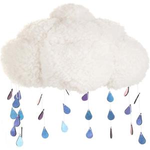 Adult Sherpa Light-Up Rain Cloud Costume Hat – LED Cloud Hat with Iridescent Raindrops