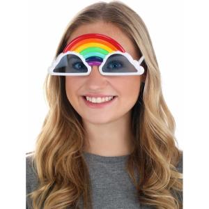 Costume Rainbow Glasses – Fun Cloud-Shaped Eyepieces with Plastic Rainbow Bridge and Blue-Tinted Lenses