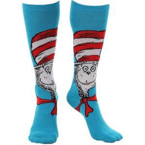 Dr. Seuss Cat In The Hat Knee High Costume Socks for adults and teens(Multi-colored)