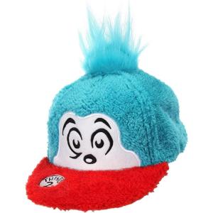 Dr. Seuss Thing 2 Fuzzy Cap – Hook and Loop Adjustable Cap with Embroidered Features(Blue)