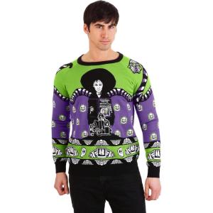 Fun Costumes Beetlejuice Lydia Deetz Halloween Sweater for Adults(Multicolor)