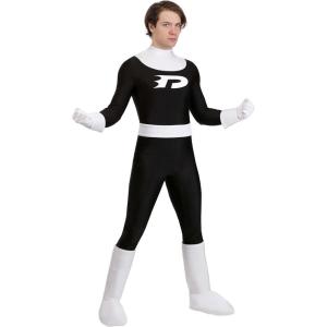 Mens Nickelodeon Danny Phantom Costume Jumpsuit with Belt, Gloves, and Boot Covers for Halloween and Cosplay