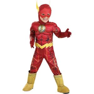 Toddlers Deluxe Flash Costume, Red Superhero Suit for Movie Comic Cosplay, Hero Dress-Up Parties & Halloween