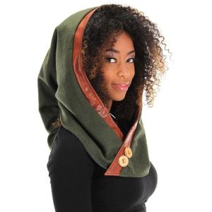Woodland Elf Plush Costume Hood – Faux Wool with Satin Lining and Adjustable Closure, One Size