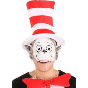 elope Dr. Seuss The Cat in The Hat Costume Latex Mask and Hat for Adults and Teens(Standard)
