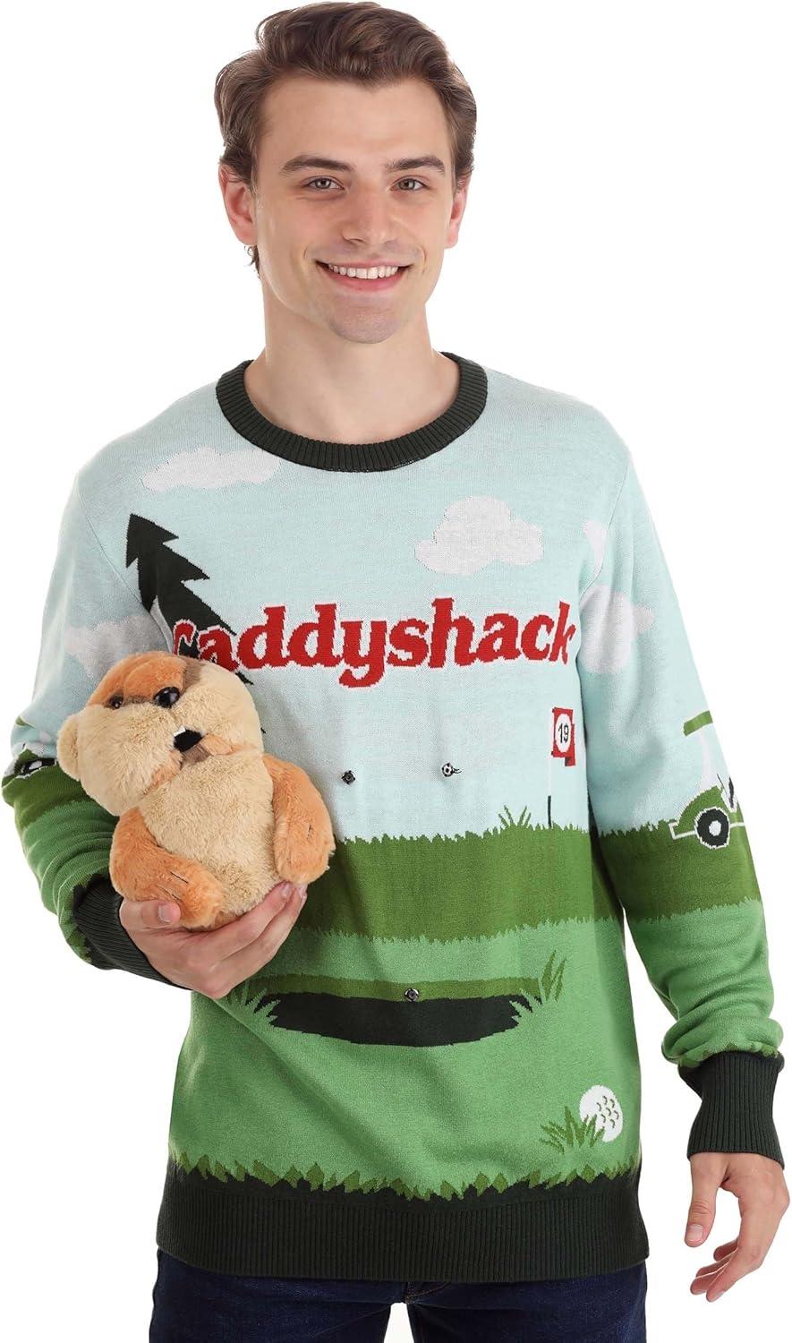 imageFun Costumes Caddyshack ampamp Gopher Ugly Sweater for Adults Funny Movie Sweaters Golf Sweaters for Sports PartyGreen