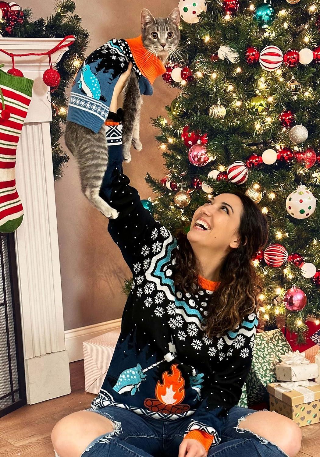 imageFun Costumes Narwhal Holiday Sweater for Dogs Cute ampamp Cozy Knit Christmas Pet Sweater Fits Small Medium ampamp Large Dog Breeds SSmall