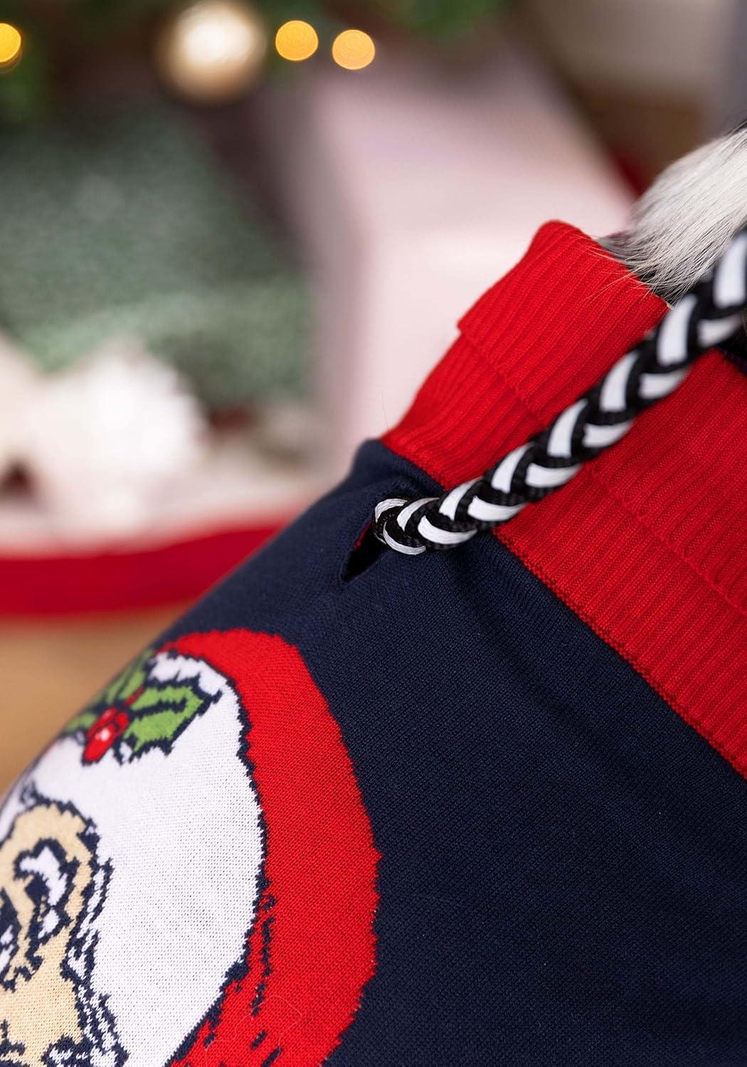 imageFun Costumes Vintage Santa Dog Christmas Sweater with Knit Graphics Holiday Apparel for Small Medium and Large Dogs LXLarge