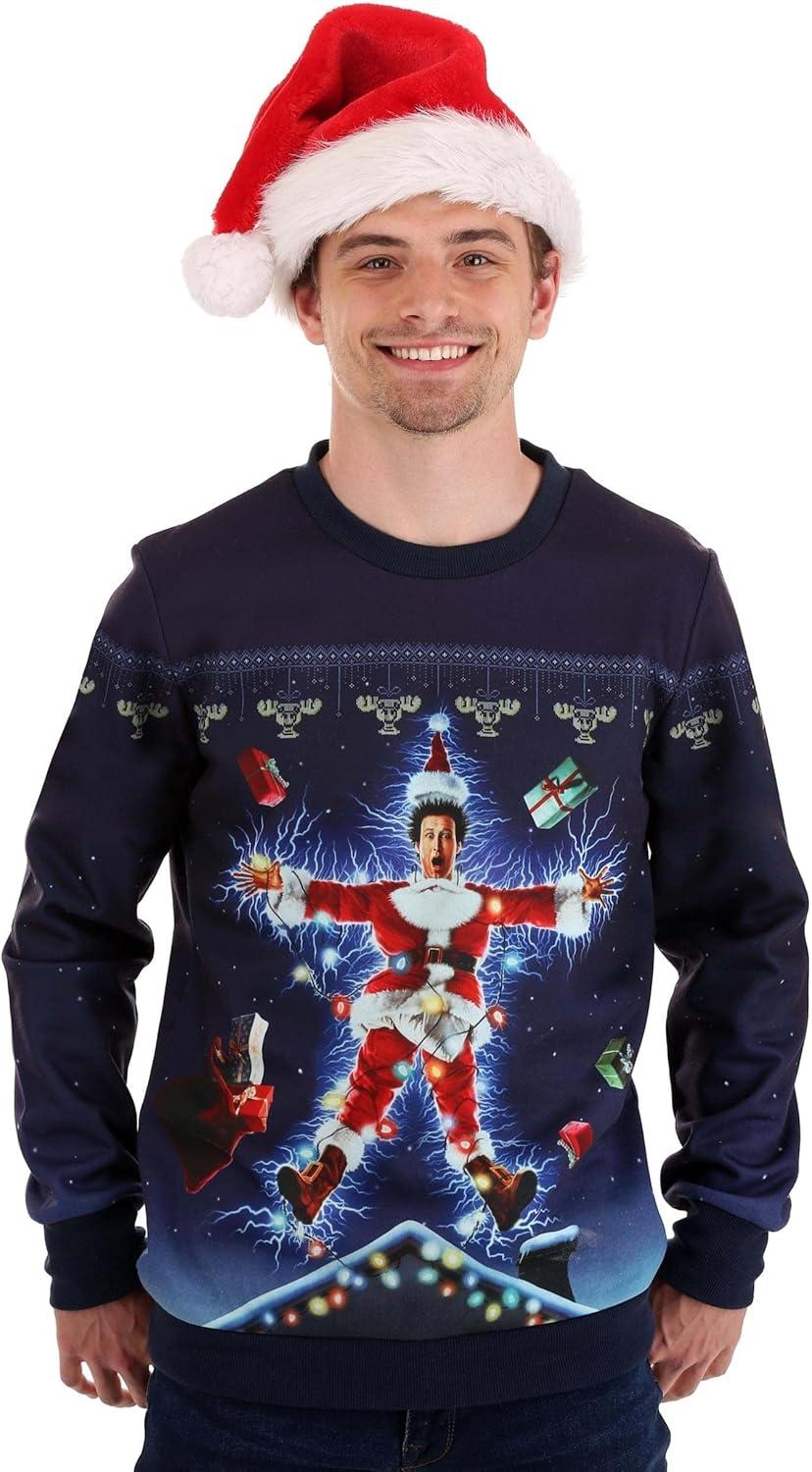 imageNational Lampoons Christmas Vacation Movie Poster Ugly Christmas Sweater Xmas Holiday Sweatshirt for AdultsBlue