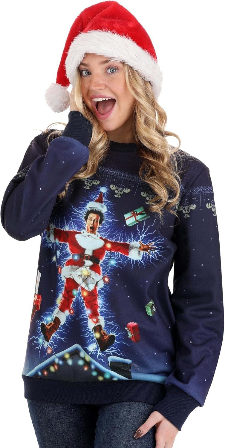 imageNational Lampoons Christmas Vacation Movie Poster Ugly Christmas Sweater Xmas Holiday Sweatshirt for AdultsBlue