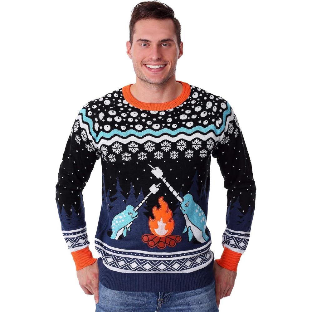 imageAdult Narwhal Ugly Christmas Sweater Winter Sea Creatures Sweatshirt Bye Buddy Narwhal Xmas Sweater