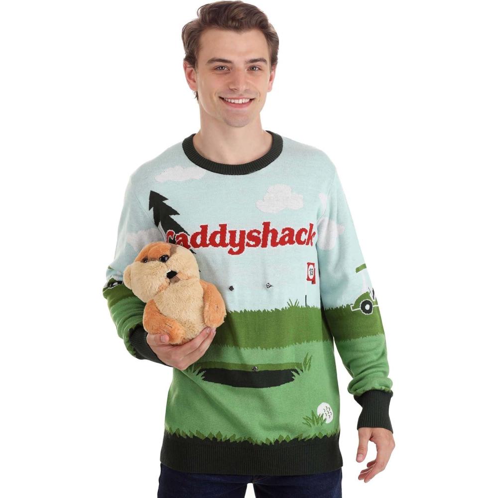 imageFun Costumes Caddyshack ampamp Gopher Ugly Sweater for Adults Funny Movie Sweaters Golf Sweaters for Sports PartyGreen