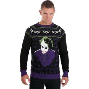 Batman The Dark Knight Joker Ugly Christmas Sweater for Adults, Superhero Villain Pullover Sweatshirt(Black)