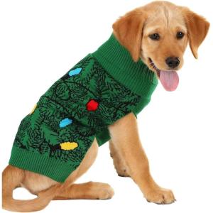 Christmas Tree Holiday Sweater for Dogs – Cute & Cozy Christmas Pet Sweater – Fits Small, Medium & Large Dog Breeds