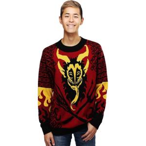 FUN.COM Adult Holiday Krampus Ugly Christmas Sweater, Horror Xmas Holiday Knitted Crewneck Sweaters for Men & Women M Multicolor(3X)