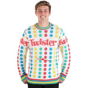 Hasbro Games Twister Ugly Sweater for Adults, Board Game Knitted Crewneck Sweatshirt with Functioning Spinner(Red)