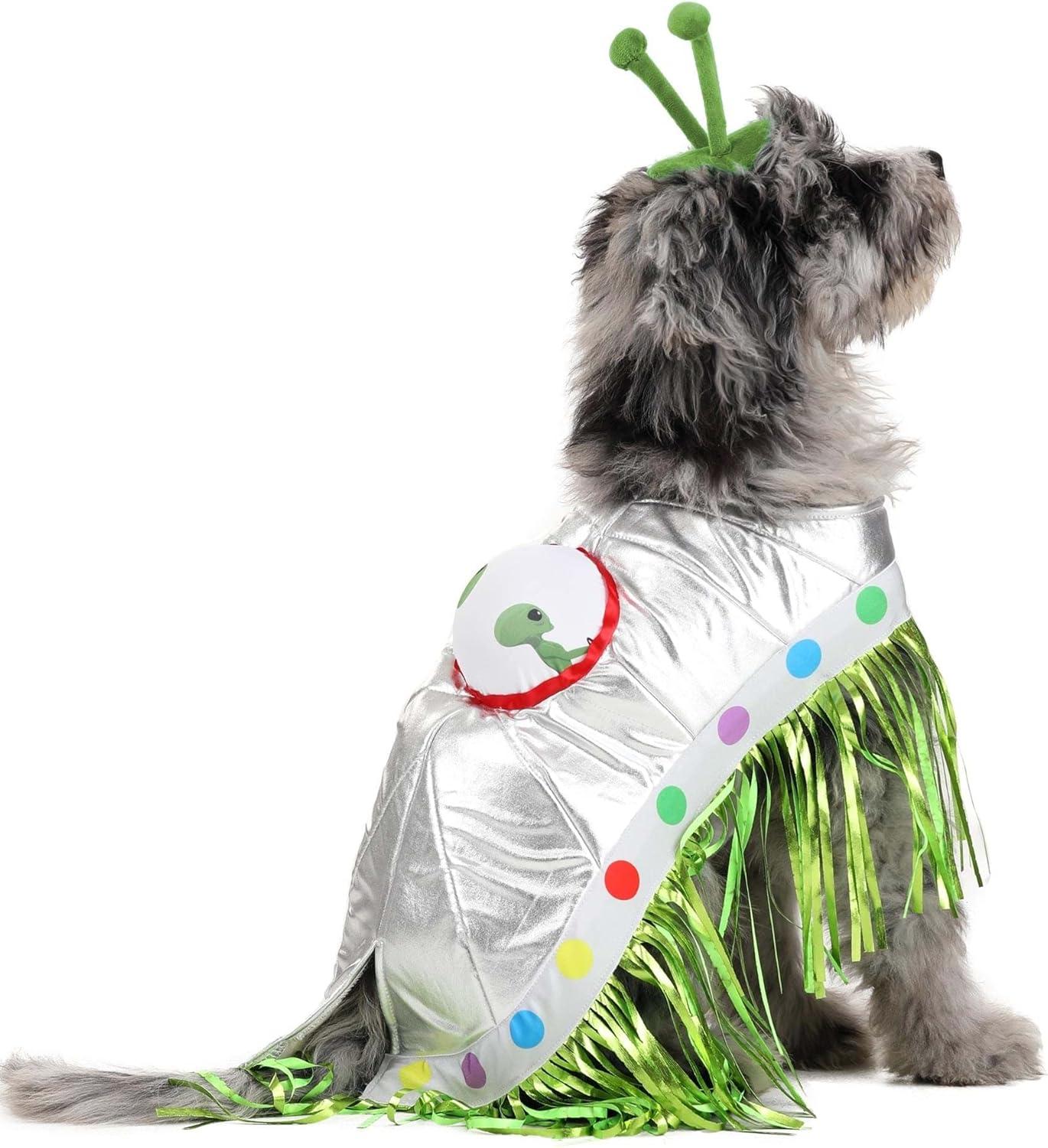 imageFun Costumes Alien Dog UFO Costume Metallic Silver Cape ampamp Alien HatXS