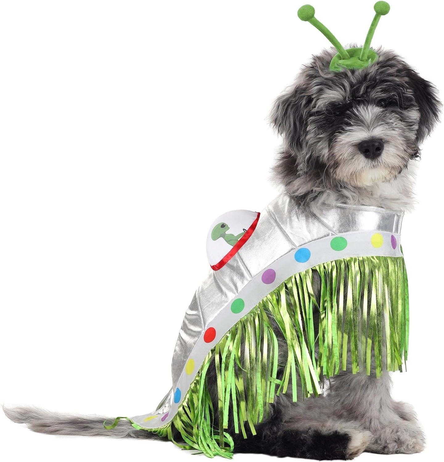 imageFun Costumes Alien Dog UFO Costume Metallic Silver Cape ampamp Alien HatXS