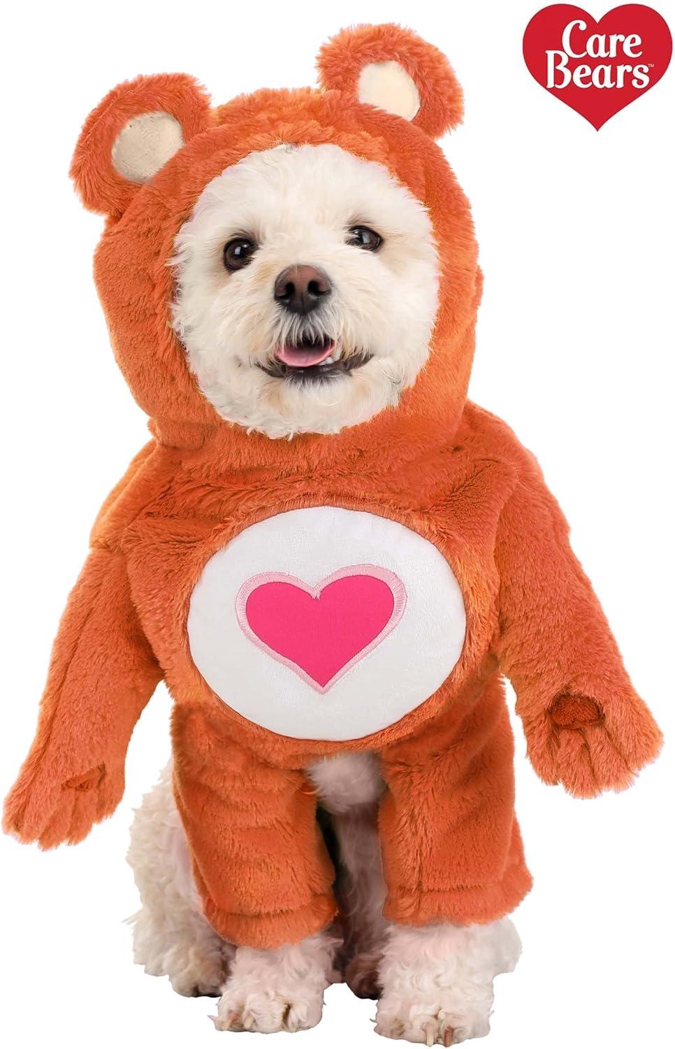 imageFun Costumes Care Bears Tenderheart Bear Dog Costume Hooded Faux Fur Outfit with Embroidered Belly Badge XSXS