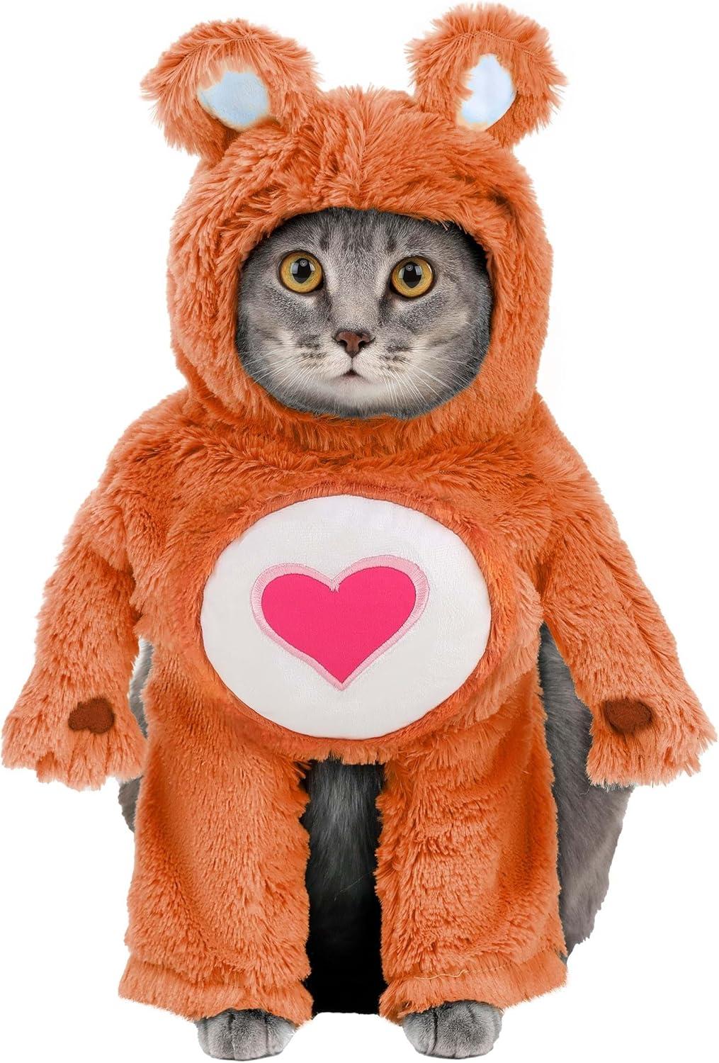 imageFun Costumes Care Bears Tenderheart Bear Dog Costume Hooded Faux Fur Outfit with Embroidered Belly Badge XSXS