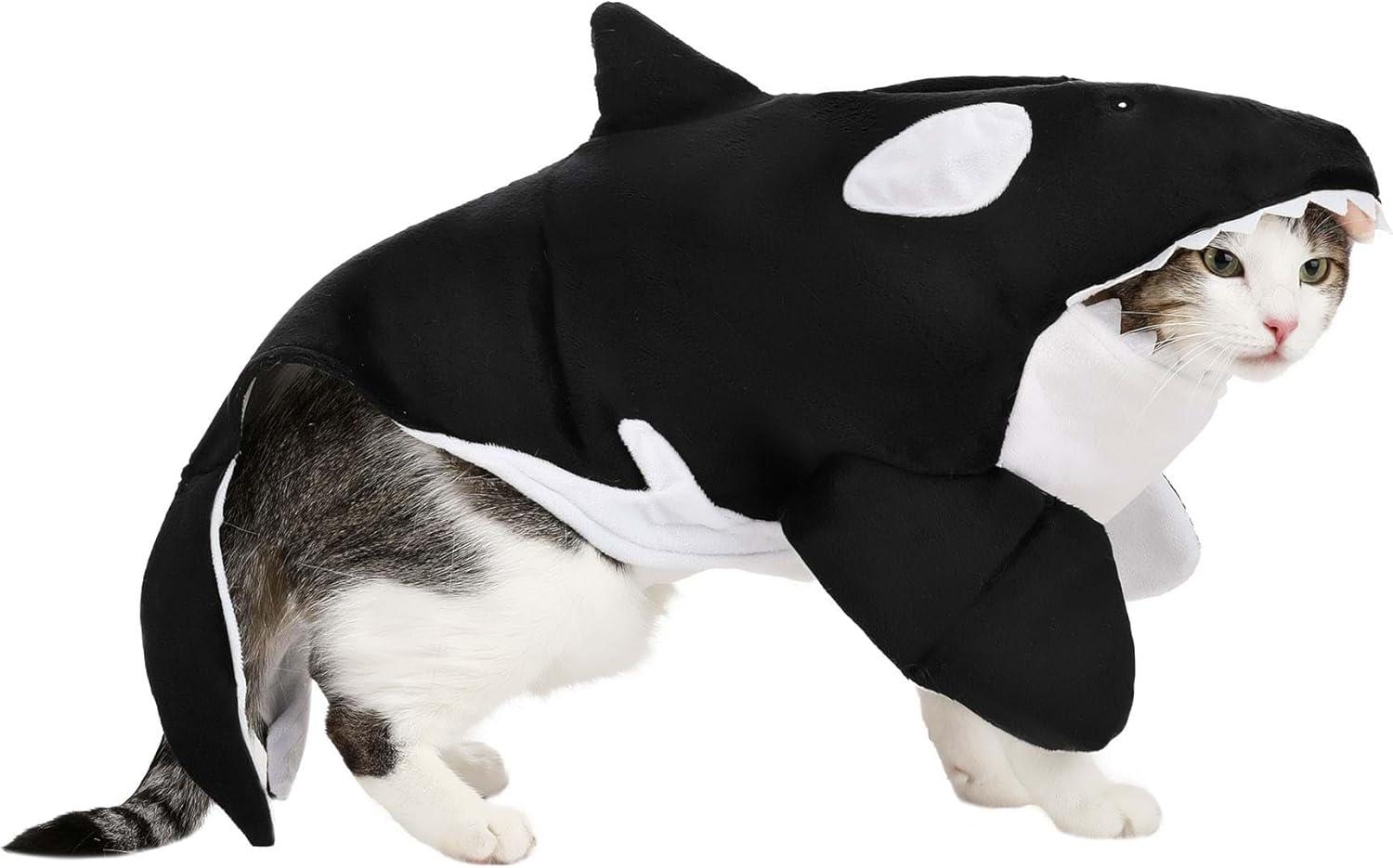 imageFun Costumes Orca Dog Costume Hooded Outfit with Hook ampamp Loop Fastener and Leash SlitLarge